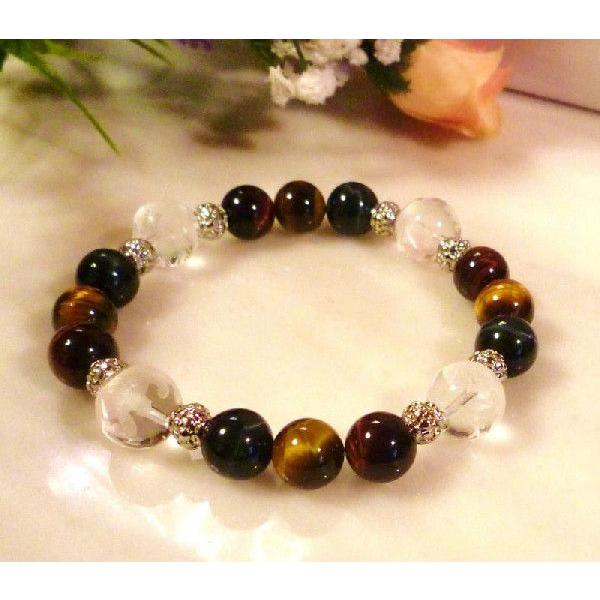 033 天然石 ブレスレット 四神彫水晶 タイガーアイ レッドタイガーアイ ホークスアイ
