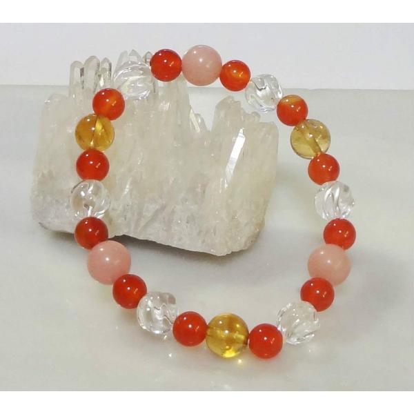 天然石 パワーストーン ブレスレット ベビーピンクオパール シトリン カーネリアン　035
