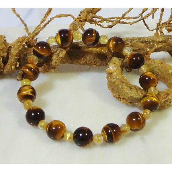 天然石 パワーストーン ブレスレット/10mm珠 タイガーアイ/ルチルクォーツ 062