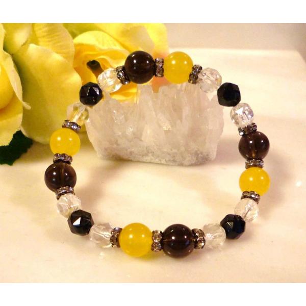 天然石 パワーストーン ブレスレット ブラックスピネル イエロートパーズ　096