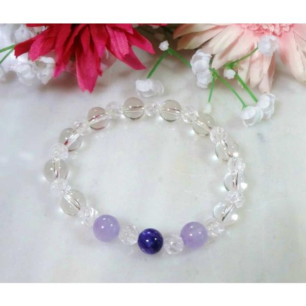 104 天然石 パワーストーン ブレスレット チャロアイト ラベンダーアメジスト 水晶