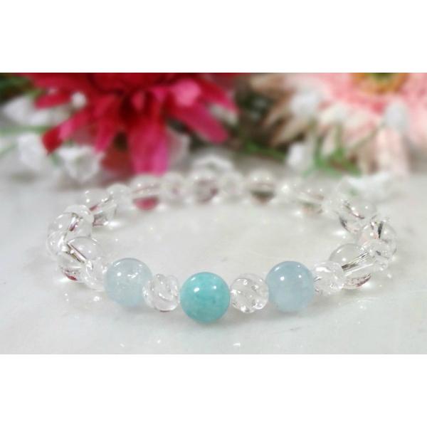 117 天然石 パワーストーン ブレスレット 3大ヒーリングストーン ラリマー アクアマリン 水晶