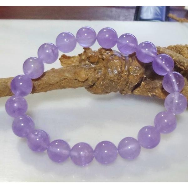 121 天然石 パワーストーン ブレスレット ラベンダーアメジスト紫水晶　10mm 珠