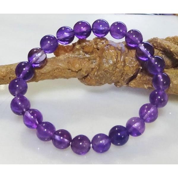 126 天然石 パワーストーン ブレスレット アメジスト （紫水晶） AAA　8mm 珠