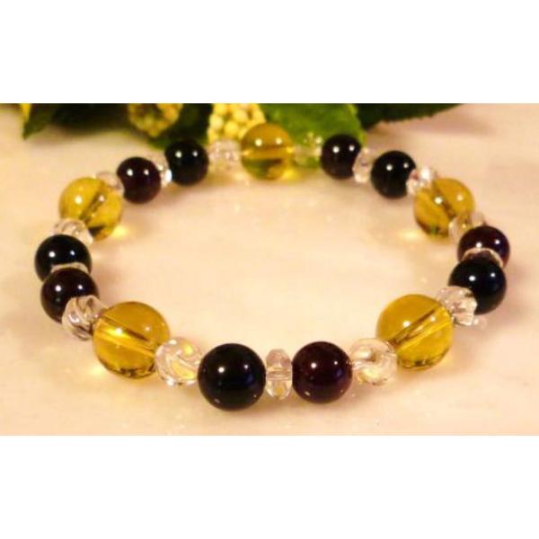 196 天然石 パワーストーン ブレスレット シトリン ガーネット ブラックオニキス クリスタル