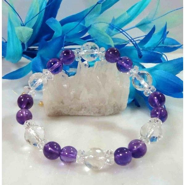 231 天然石 ブレスレット ダビデの星 アメジスト クリスタル