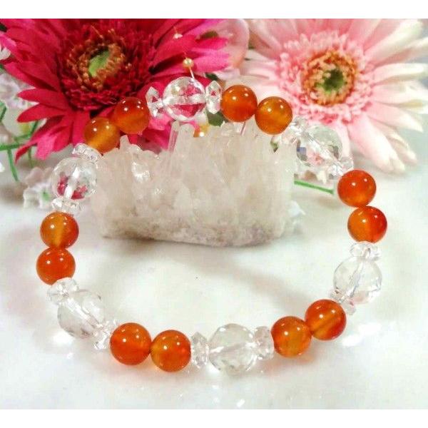 235 天然石 ブレスレット ダビデの星 カーネリアン 水晶