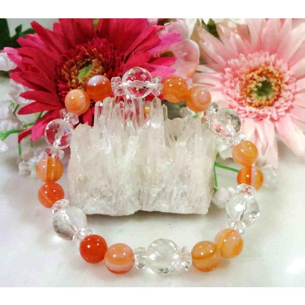 236 天然石 ブレスレット ダビデの星 赤天眼石 水晶