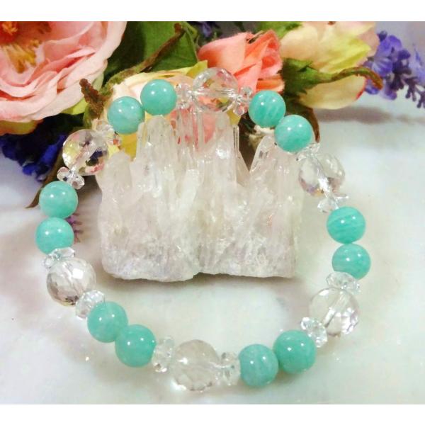 241 天然石 ブレスレット ダビデの星 アマゾナイト クリスタル　