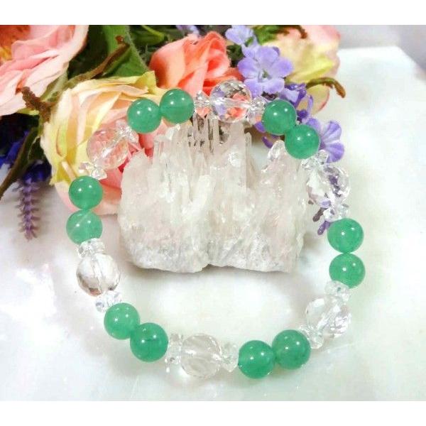 242 天然石 ブレスレット ダビデの星 グリーンアベンチュリン 水晶　