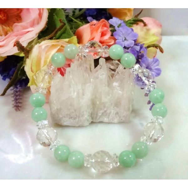 243 天然石 ブレスレット ダビデの星 ミャンマー翡翠 クリスタル　