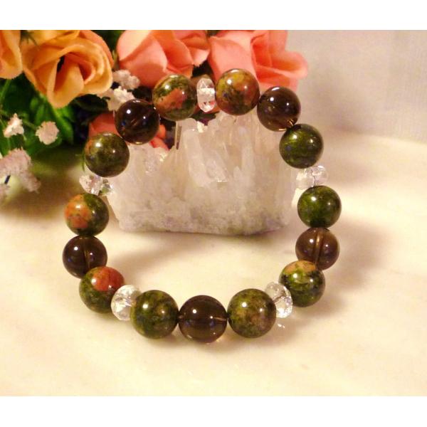 天然石 パワーストーン ブレスレット ユナカイト＆スモーキークォーツ　259