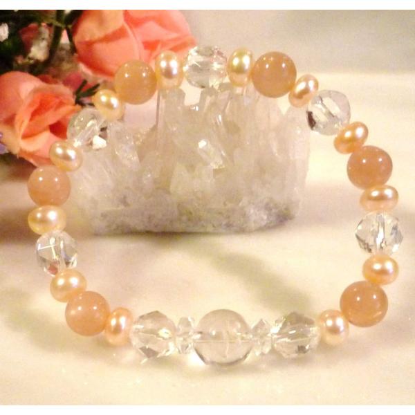 天然石 パワーストーン 梵字 ブレスレット タラーク 丑年 オレンジムーンストーン ロンデルカット ...