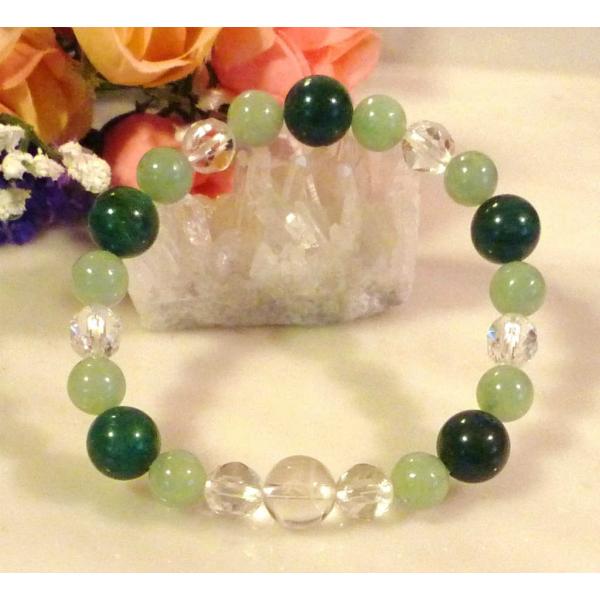 天然石 パワーストーン 梵字 ブレスレット マン 卯年 ビルマ 翡翠 アベンチュリン 水晶  276
