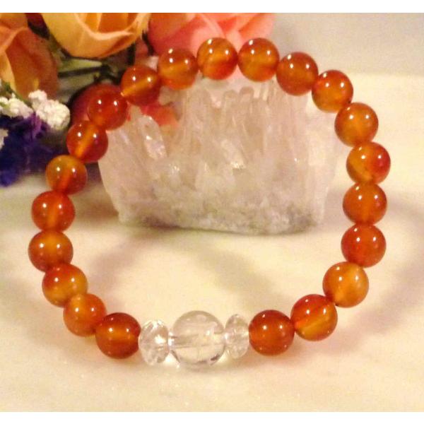 天然石 パワーストーン 梵字 ブレスレット アン カーネリアン 8mm珠  277