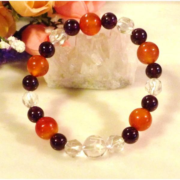 278 天然石 パワーストーン 梵字 ブレスレット アン 辰年 カーネリアン ガーネット水晶