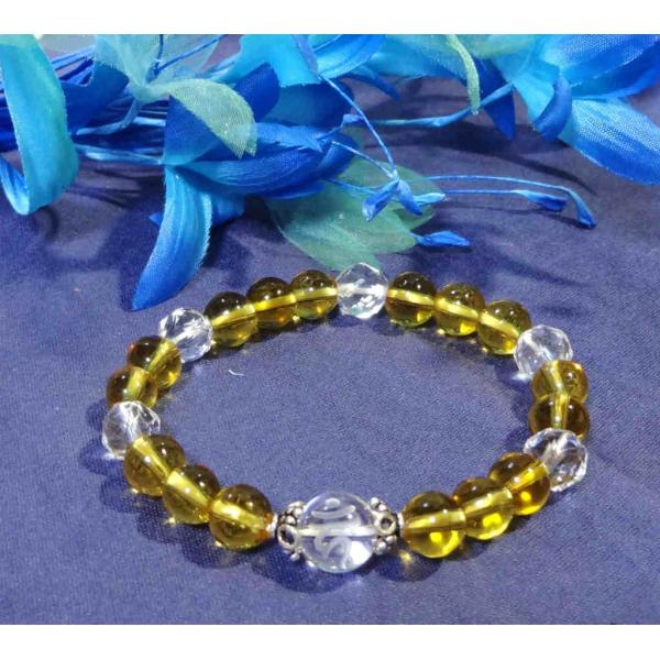 天然石 パワーストーン 梵字 ブレスレット カーン 酉年 シトリンス ターカットクリスタル 286