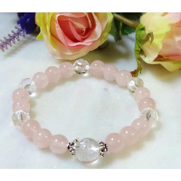 天然石 パワーストーン 梵字 ブレスレット キリーク 亥年 ローズクォーツ スターカットクリスタル ...