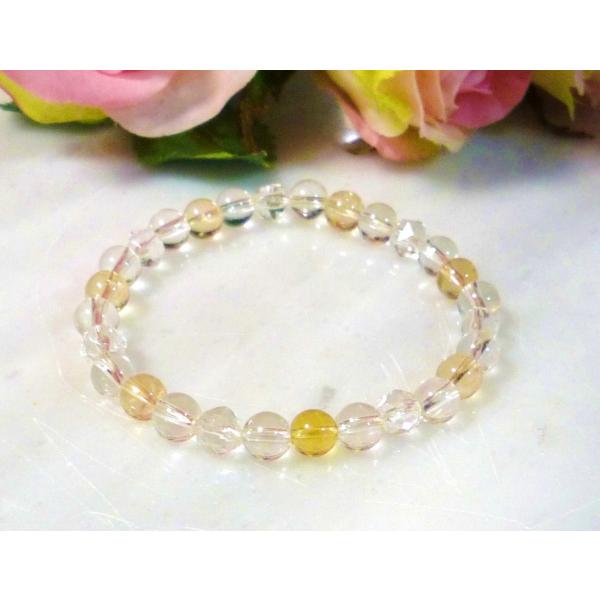 290 天然石 パワーストーン ブレスレット スターカットクリスタル シトリン　