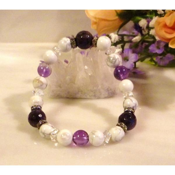 297 天然石 パワーストーン ブレスレット アメジスト ハウライト