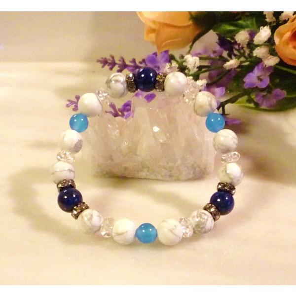 298 天然石 ブレスレット ラピスラズリ ハウライト　