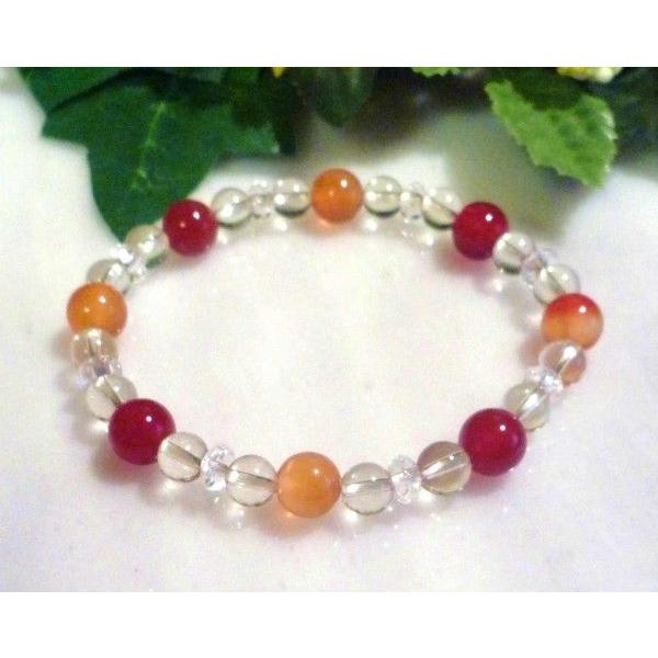 天然石 パワストーン ブレスレット カーネリアン ライトカラーシトリン 331