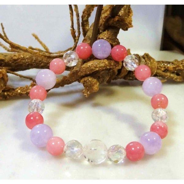 369 天然石 パワーストーン ブレスレット 五爪の龍 水晶 ラベンダーアメジスト ピンクオパール