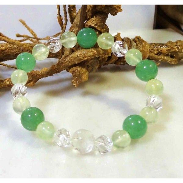 370 天然石 パワーストーン ブレスレット 五爪の龍 水晶 プレナイト グリーンアベンチュリン