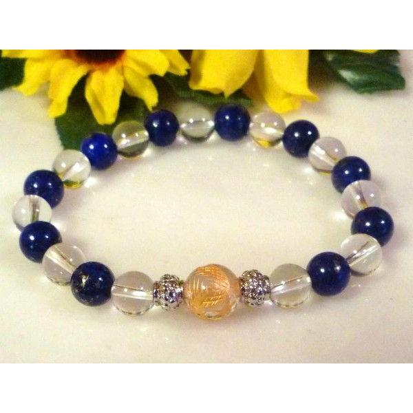 377 天然石 パワーストーン ブレスレット 五爪の龍 ラピスラズリ クリスタル