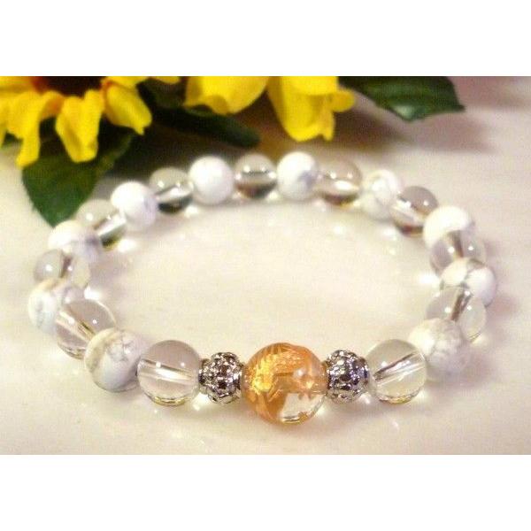 379 天然石 パワーストーン ブレスレット 五爪の龍 水晶 ハウライト