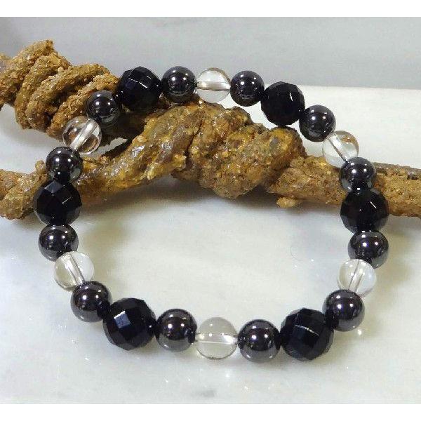 天然石 パワーストーン ブレスレット ヘマタイト/ブラックオニキス/クリスタル　440