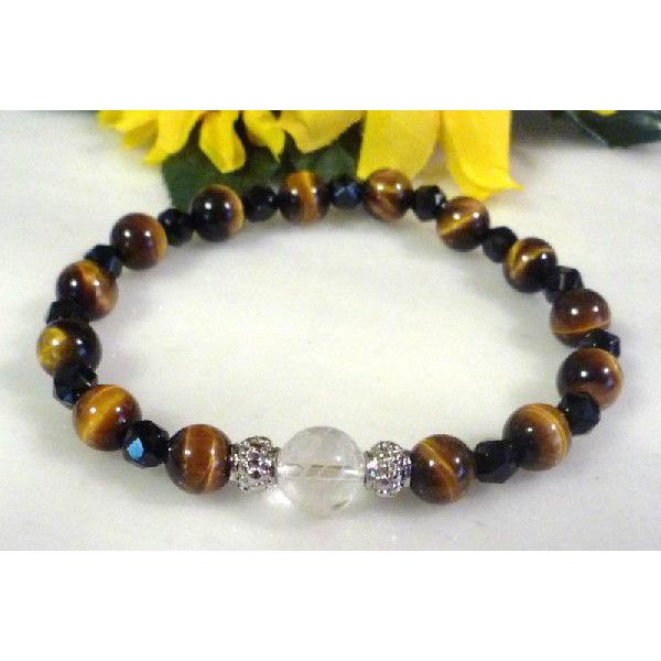445 天然石 ブレスレット 五爪の龍 ブラックスピネル タイガーアイ