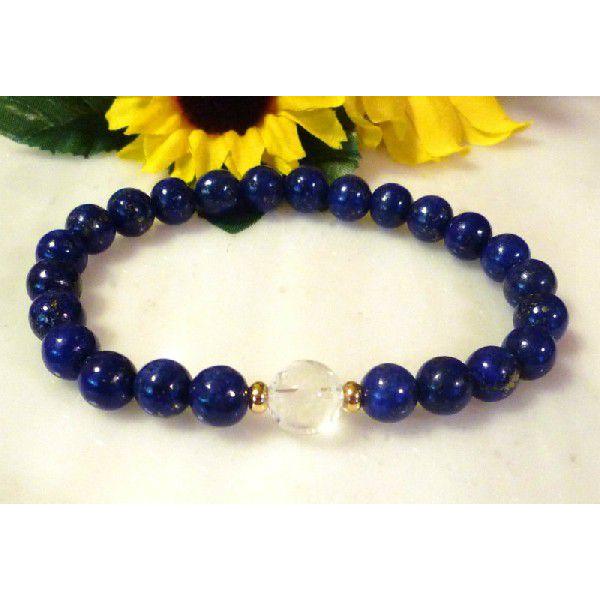 446 天然石 ブレスレット 五爪龍彫水晶 ラピスラズリ 瑠璃石　