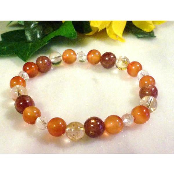 天然石 パワーストーン ブレスレット シトリン/サンストーン/カーネリアン  451