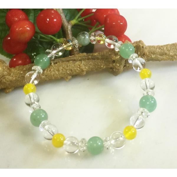 457 天然石 パワーストーン ブレスレット 5月誕生石 エメラルド グリーンアベンチュリン イエロ...
