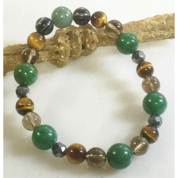 460 天然石 パワーストーン ブレスレット 5月誕生石 翡翠 濃いグリーンアベンチュリン タイガー...