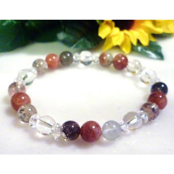 天然石 パワーストーン ブレスレット サンストーン/ガーデンクォーツ/クリスタル  462