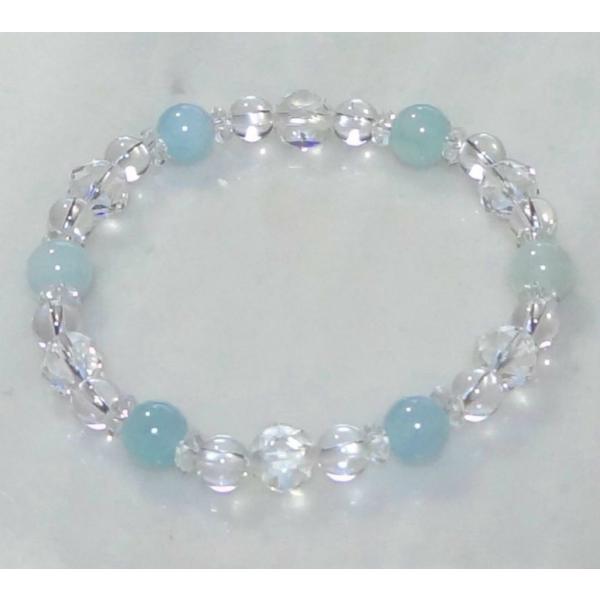 578 天然石 パワーストーン ブレスレット アクアマリン 5Aスターカットクリスタル