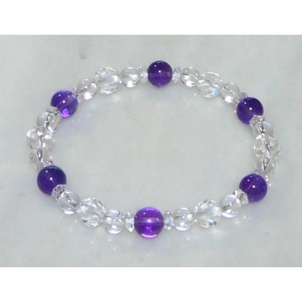 579 天然石 パワーストーン ブレスレット アメジスト 5Aスターカットクリスタル ２月誕生石