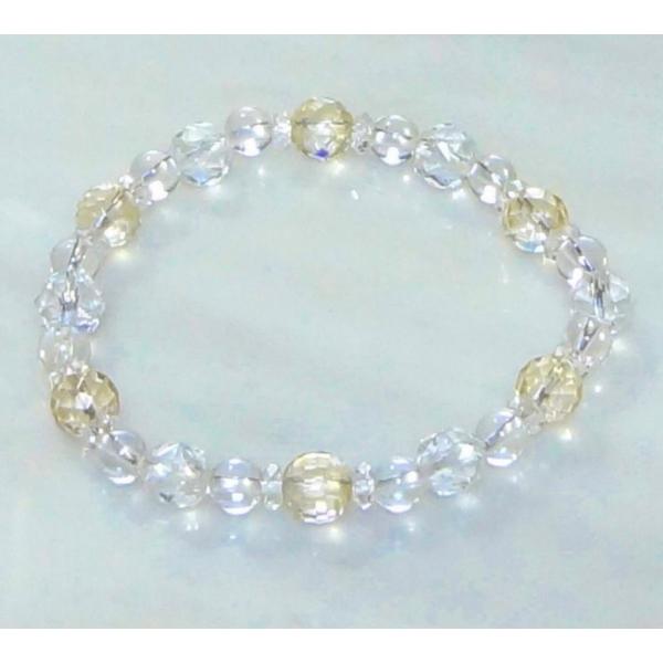 581 天然石 パワーストーン ブレスレット シャンパンカラークォーツ 5Aスターカットクリスタル ...