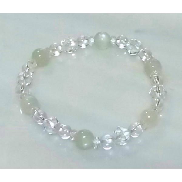 583 天然石 パワーストーン ブレスレット シルバームーンストーン 5Aスターカットクリスタル 6...