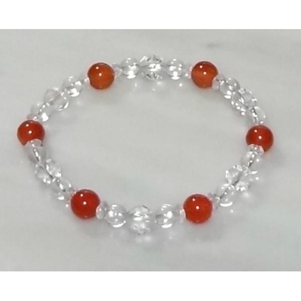 584 天然石 パワーストーン ブレスレット カーネリアン 5Aスターカットクリスタル ７月誕生石