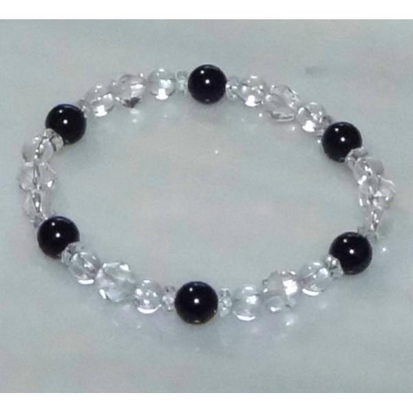 588 天然石 ブレスレット ブラックトルマリン 5Aスターカットクリスタル １０月誕生石
