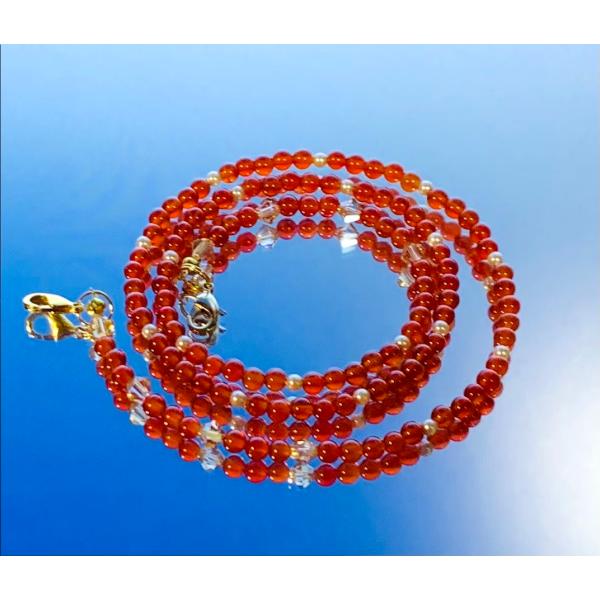 天然石 パワーストーン スワロフスキー グラスコード マスクストラップ カーネリアン スワロフスキー...