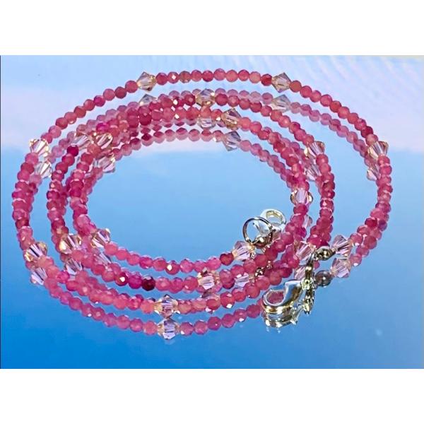 天然石 パワーストーン スワロフスキー グラスコード マスクストラップ   ピンクトルマリンスワロフ...