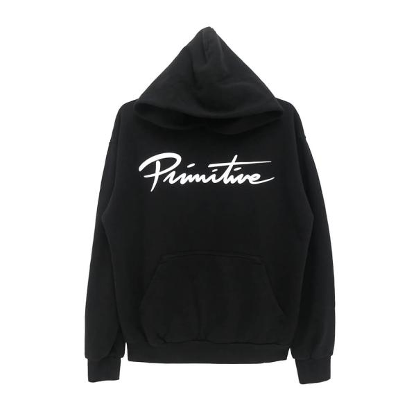 PRIMITIVE HOOD プリミティブ パーカー NUEVO SCRIPT BLACK スケート...