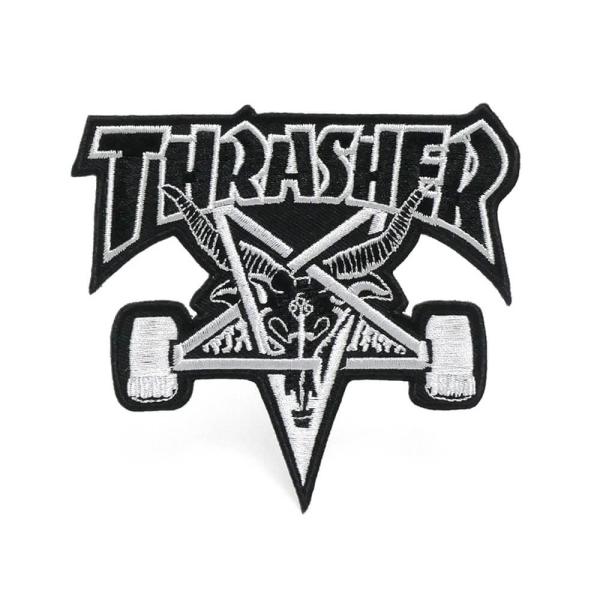THRASHER PATCH スラッシャー ワッペン SK8GOAT BLACK/GREY（US企画...