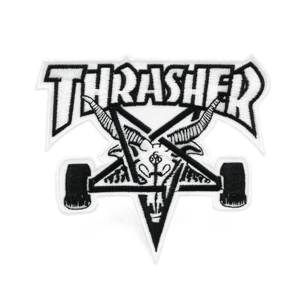 THRASHER PATCH スラッシャー ワッペン SK8GOAT WHITE/BLACK（US企...
