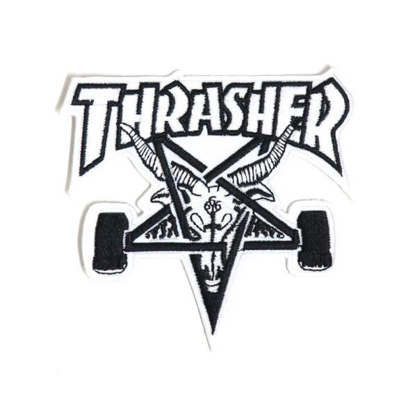 THRASHER PATCH スラッシャー ワッペン SK8GOAT WHITE/BLACK（US企...