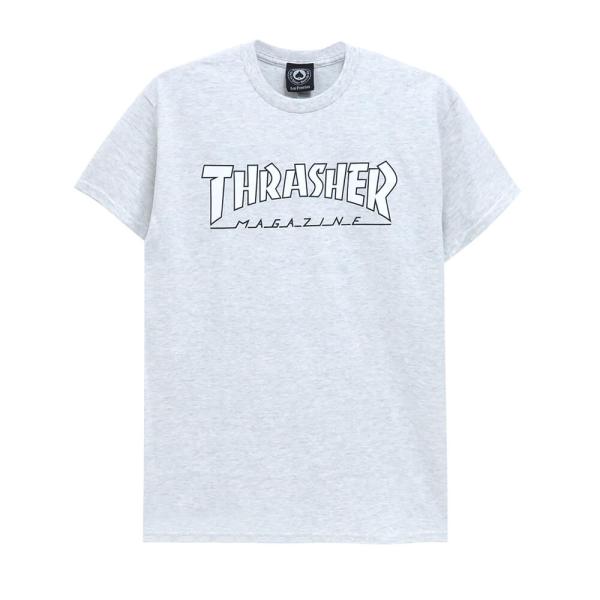 THRASHER T-SHIRT スラッシャー Ｔシャツ OUTLINED GREY/WHITE（U...